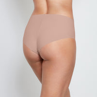 Model wears No Show Full Brief in MOCHA. On body back view