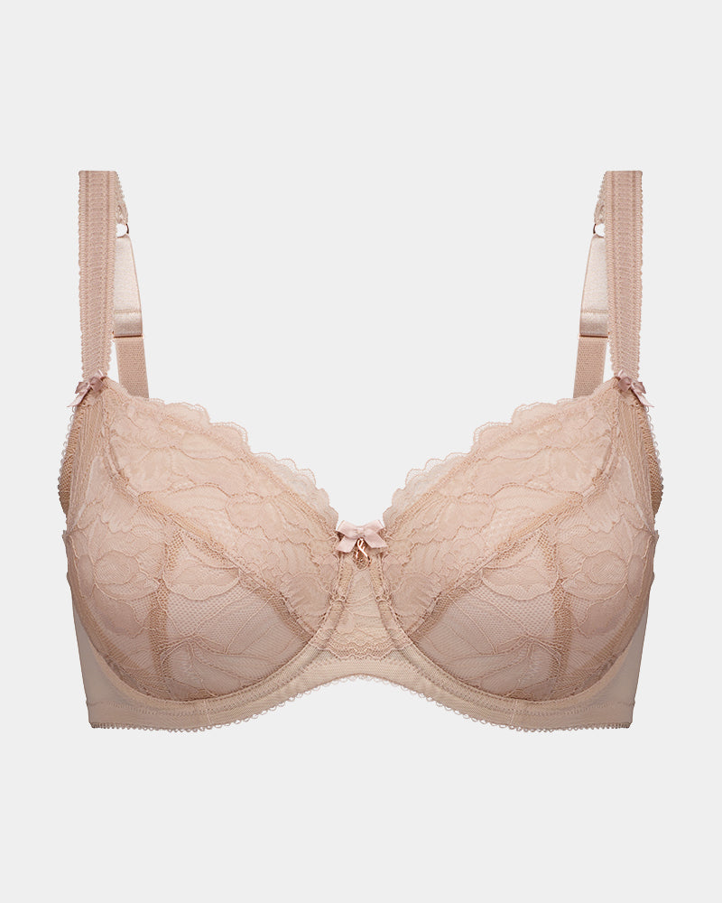 Farah Underwire Bra in LATTE. Flat lay front view