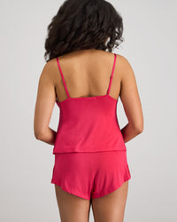 Model wears Cassie Cami & Short Set in JAZZY. On body back view