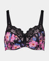 Wild Violet Underwire Bra in TANGLED GARDEN PRINT. Flat lay front view