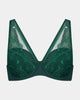 Effortless Lace Contour Bra in RAIN FOREST. Flat lay front view