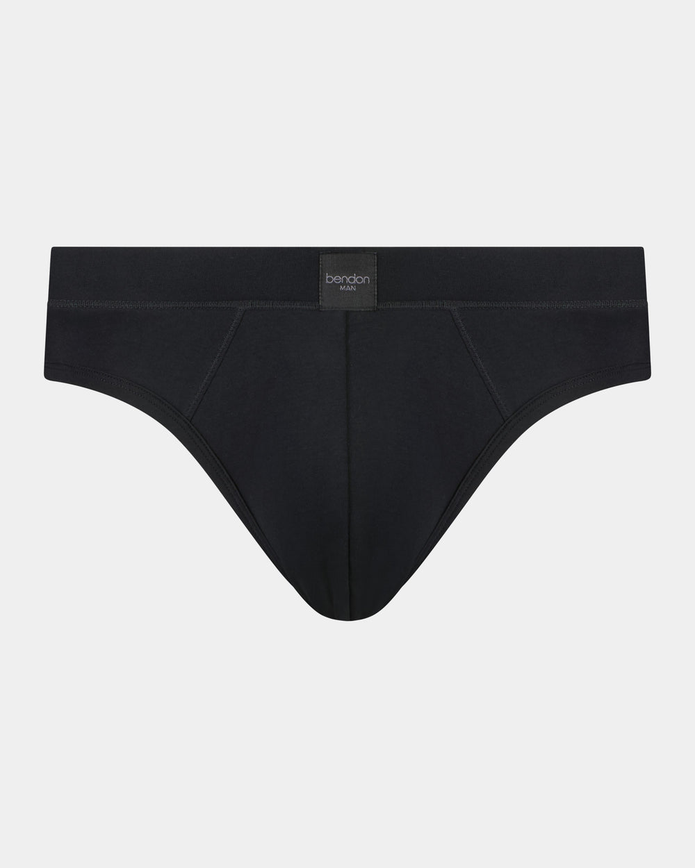 High Tech Cotton Mens Brief in BLACK. Flat lay front view