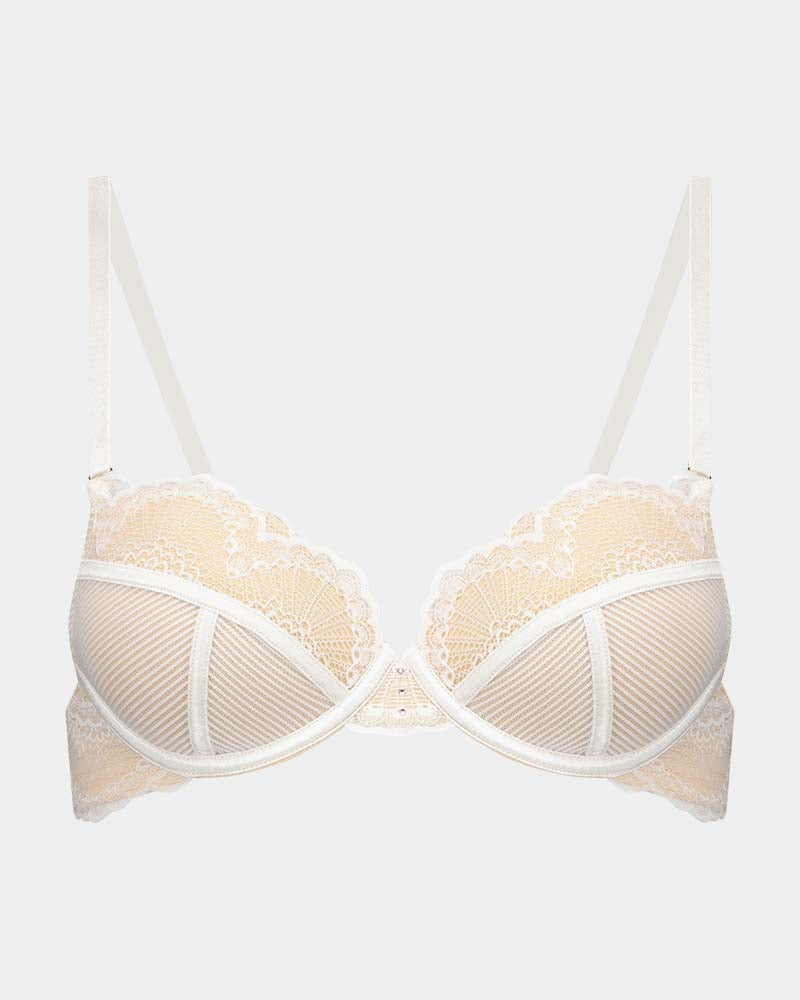 Una Elegance Push Up Bra in SUGAR. Flat lay front view