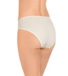 Model wears Freestyle High Cut Brief in CHAMPAGNE. On body back view