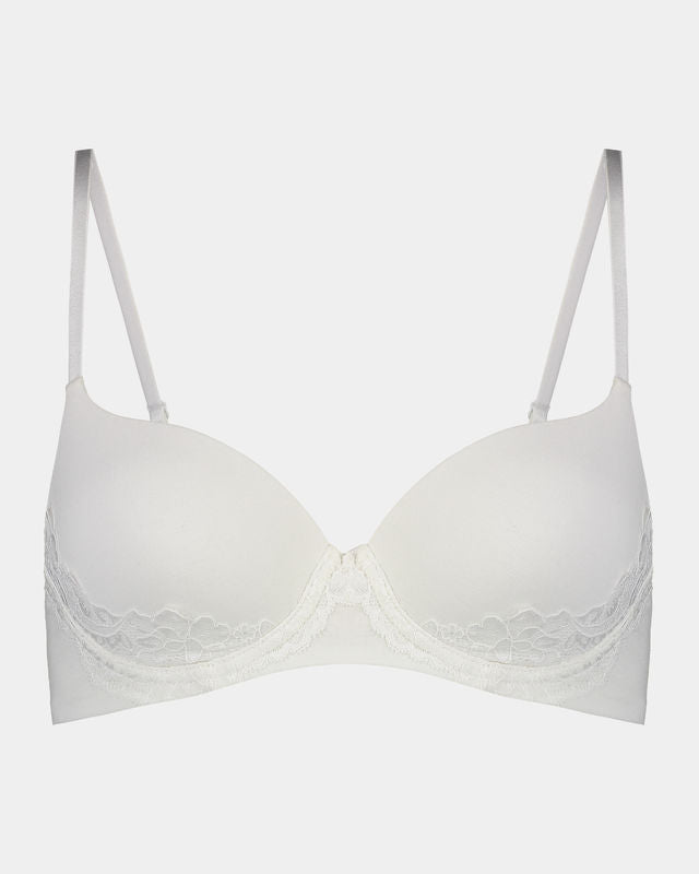 Simply Me Contour Bra in WHITE. Flat lay front view