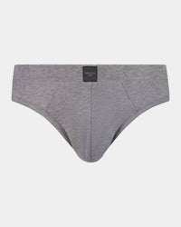 High Tech Cotton Mens Brief in GREY MARL. Flat lay front view