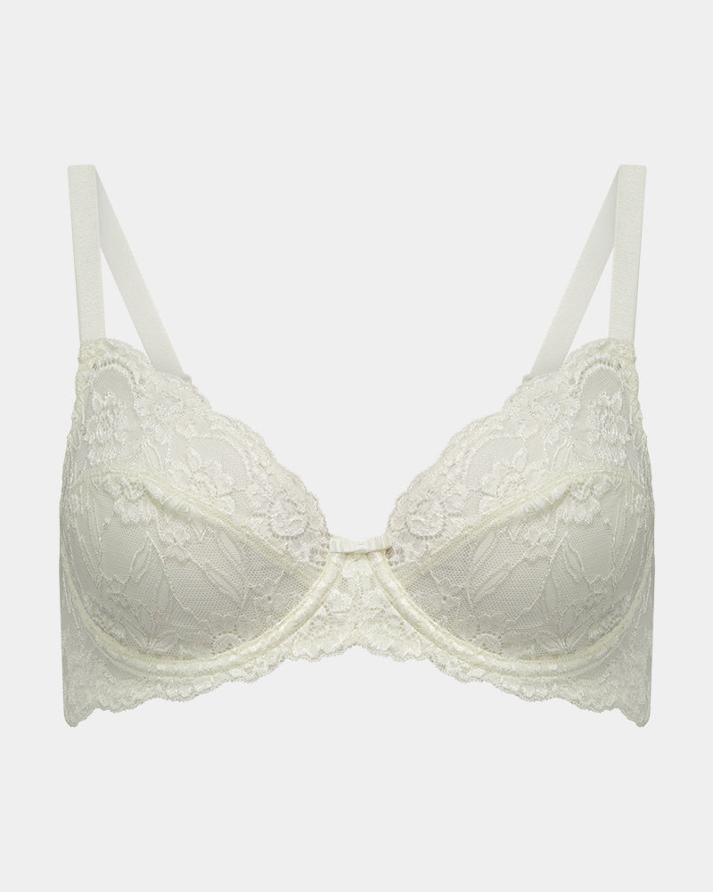 Baroque Underwire Bra in SUGAR. Flat lay front view