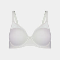 Solid And Sheer Contour Bra in WHITE. Flat lay front view