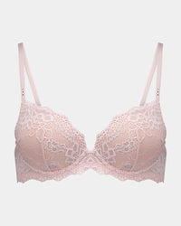 My Fit Lace Push Up Bra in FROSTED PINK. Flat lay front view