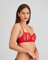 Model wears Sofia Contour Bra in SALSA. On body side view