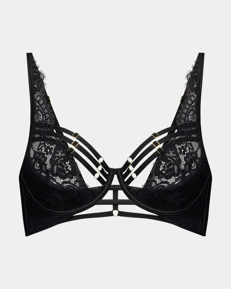 Nyx Underwire Bra in BLACK. Flat lay front view