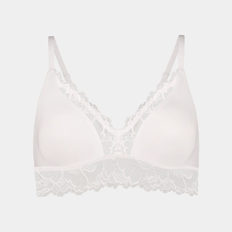 Sun Burst Bralette in WHITE. Flat lay front view