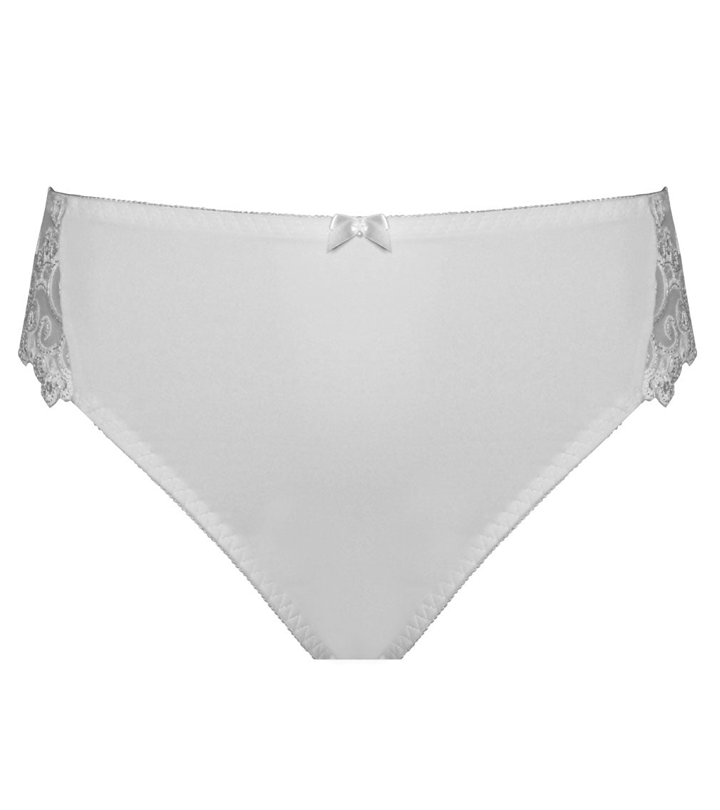 Coral High Cut Brief in WHITE. Flat lay front view