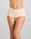 Model wears Body Cotton Full Brief Twin Pack in OXBLOOD RED/PEARL BLUSH. On body front view