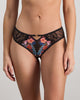 Model wears Adaline Brazilian in BLACK FLORAL PRINT. On body front view