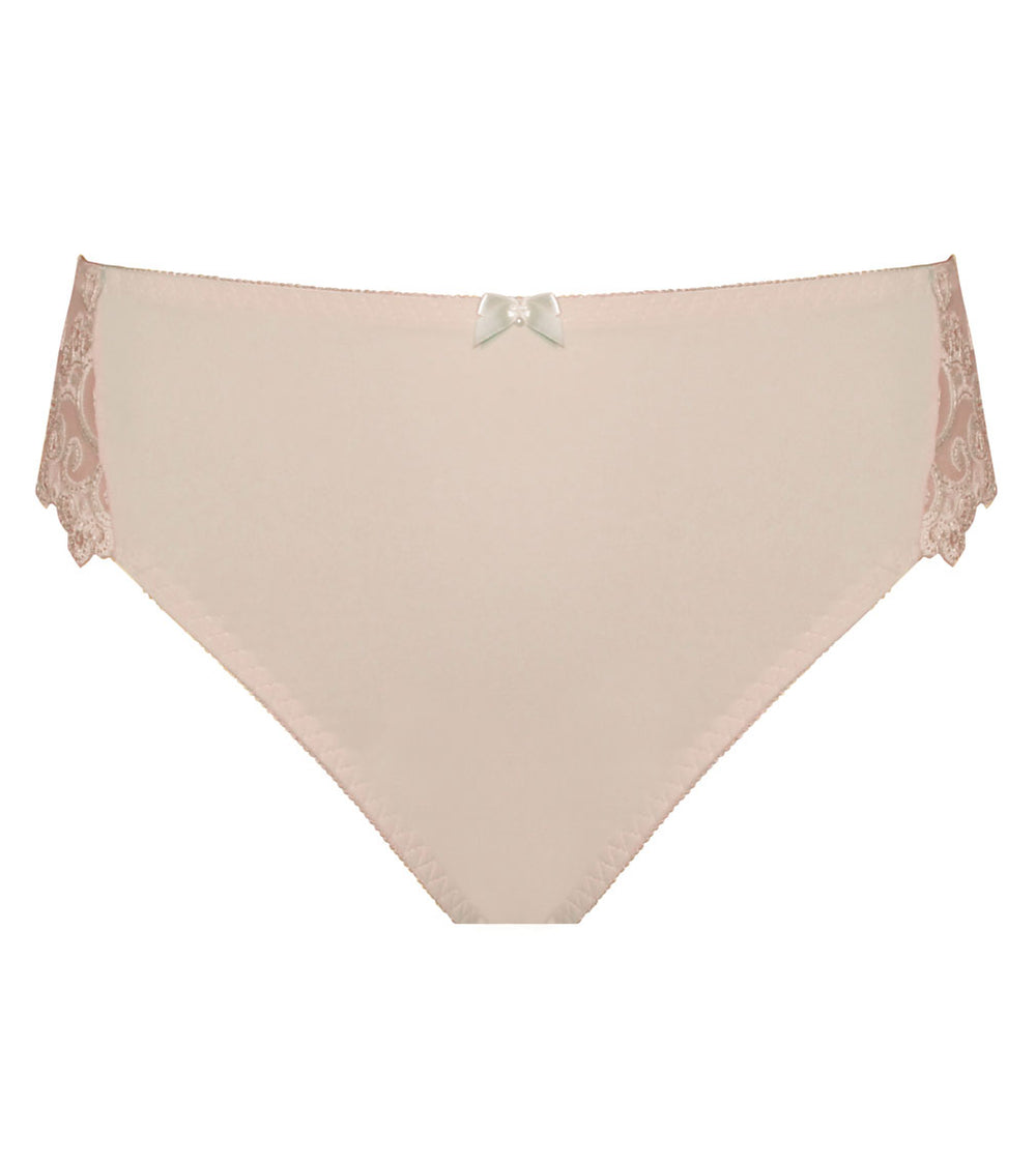 Coral High Cut Brief in LATTE. Flat lay front view