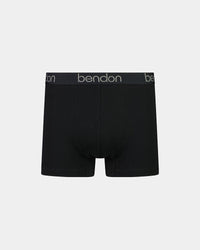 Cotton Texture Mens Trunk in BLACK. Flat lay front view