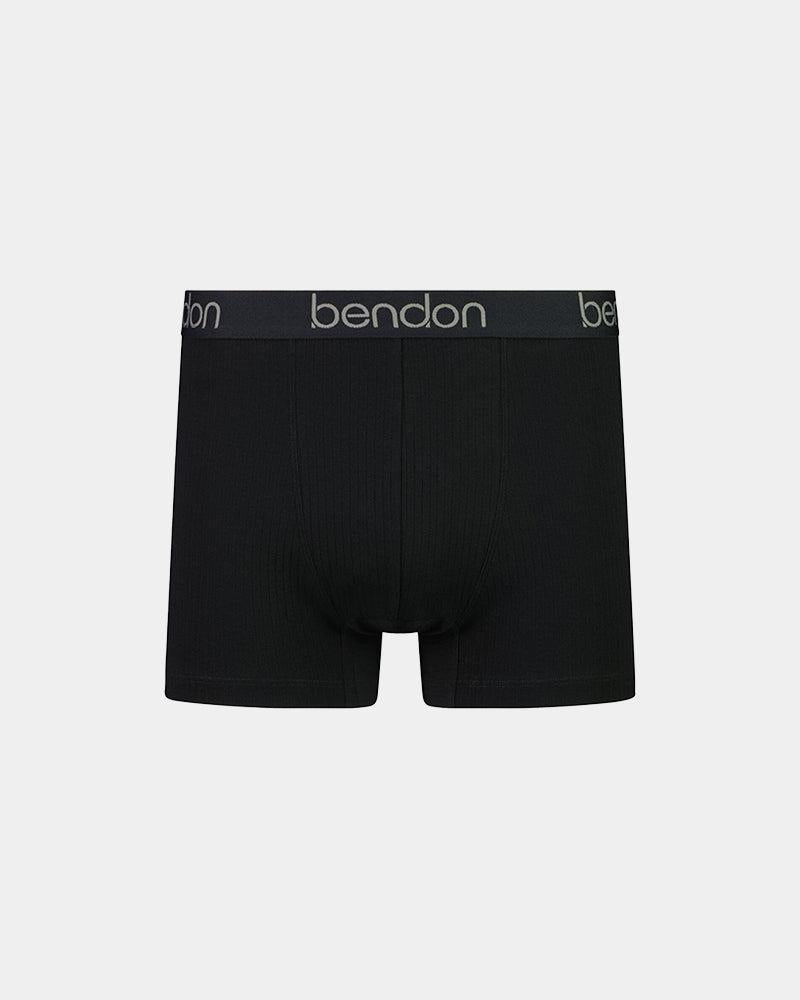 Cotton Texture Mens Trunk in BLACK. Flat lay front view