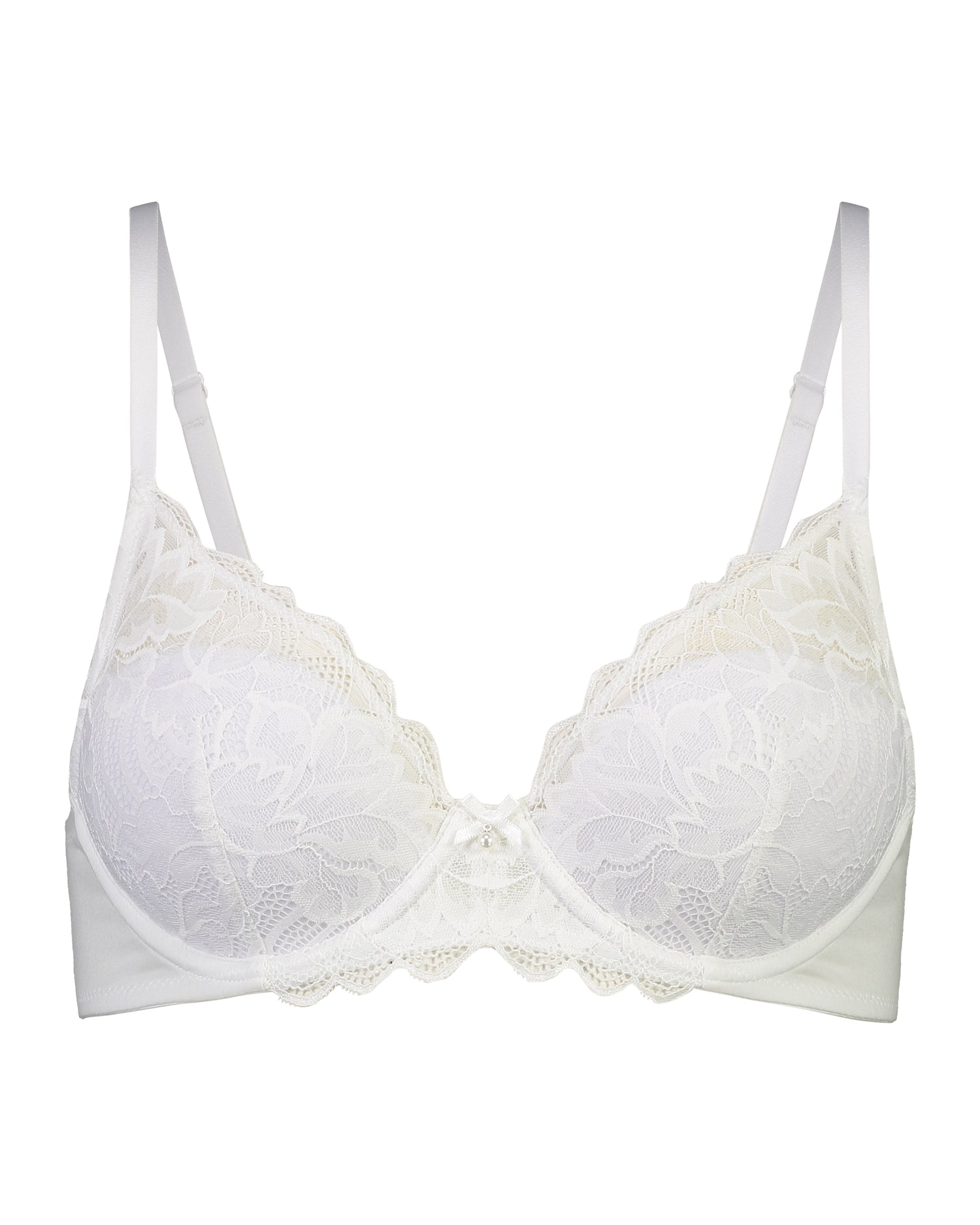 Embrace Contour Bra in WHITE. Flat lay front view