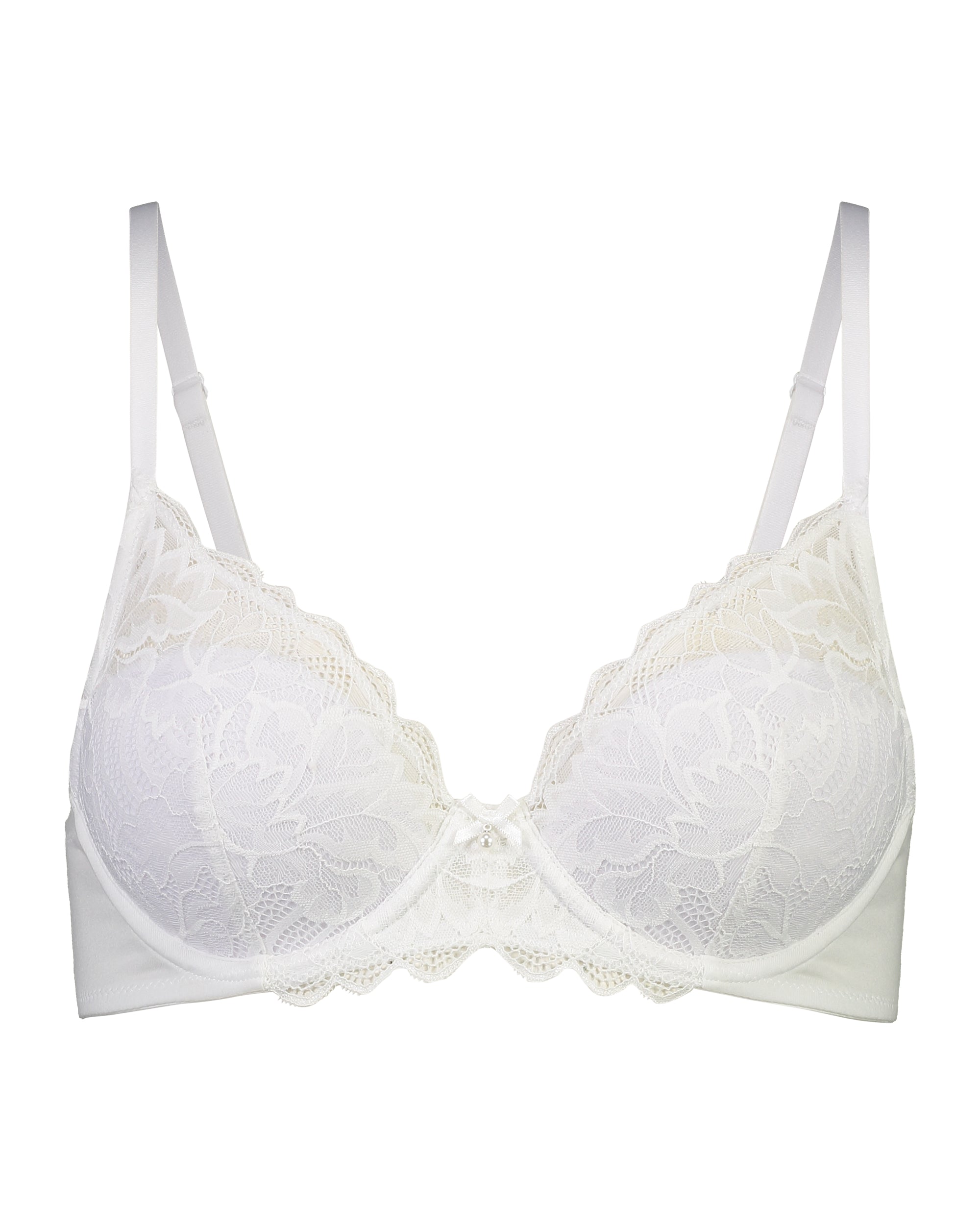 Embrace Contour Bra in WHITE. Flat lay front view