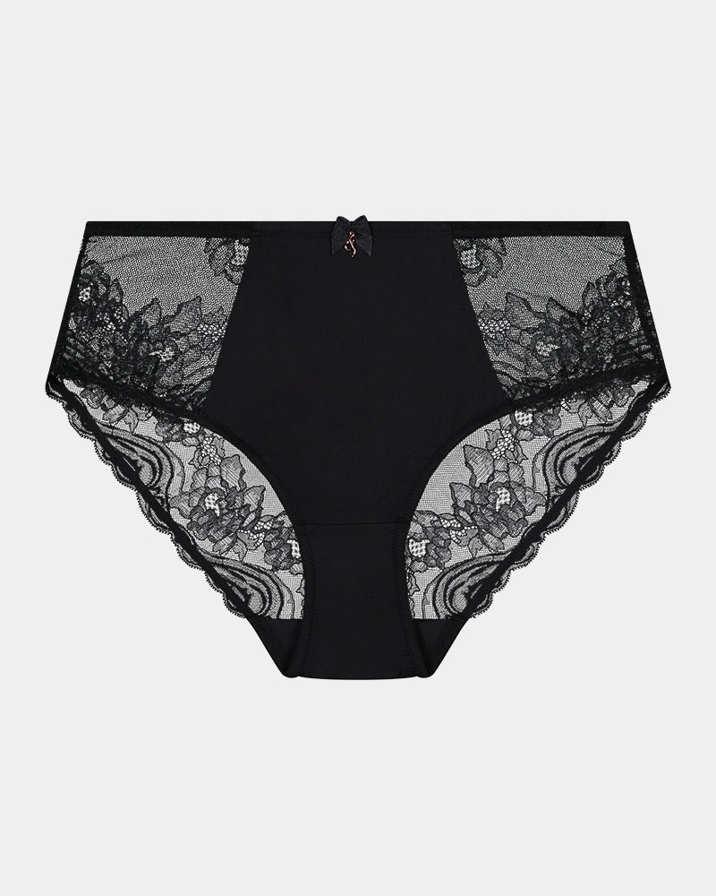 Intrigue Midi in BLACK. Flat lay front view