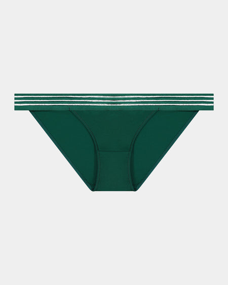 Stripe Elastic & Papertouch Tanga in RAIN FOREST. Flat lay front view