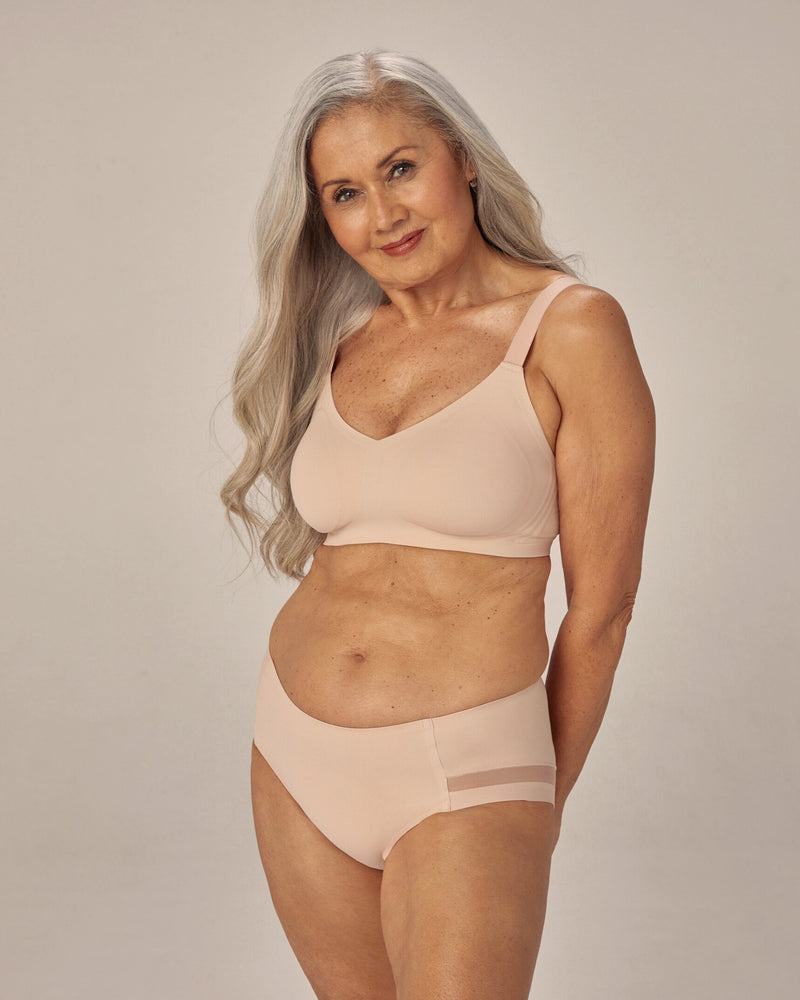 Comfit Collection Wire Free Bra in LATTE. Feature shot