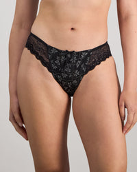 Model wears Yvette Bikini in BLACK. On body front view