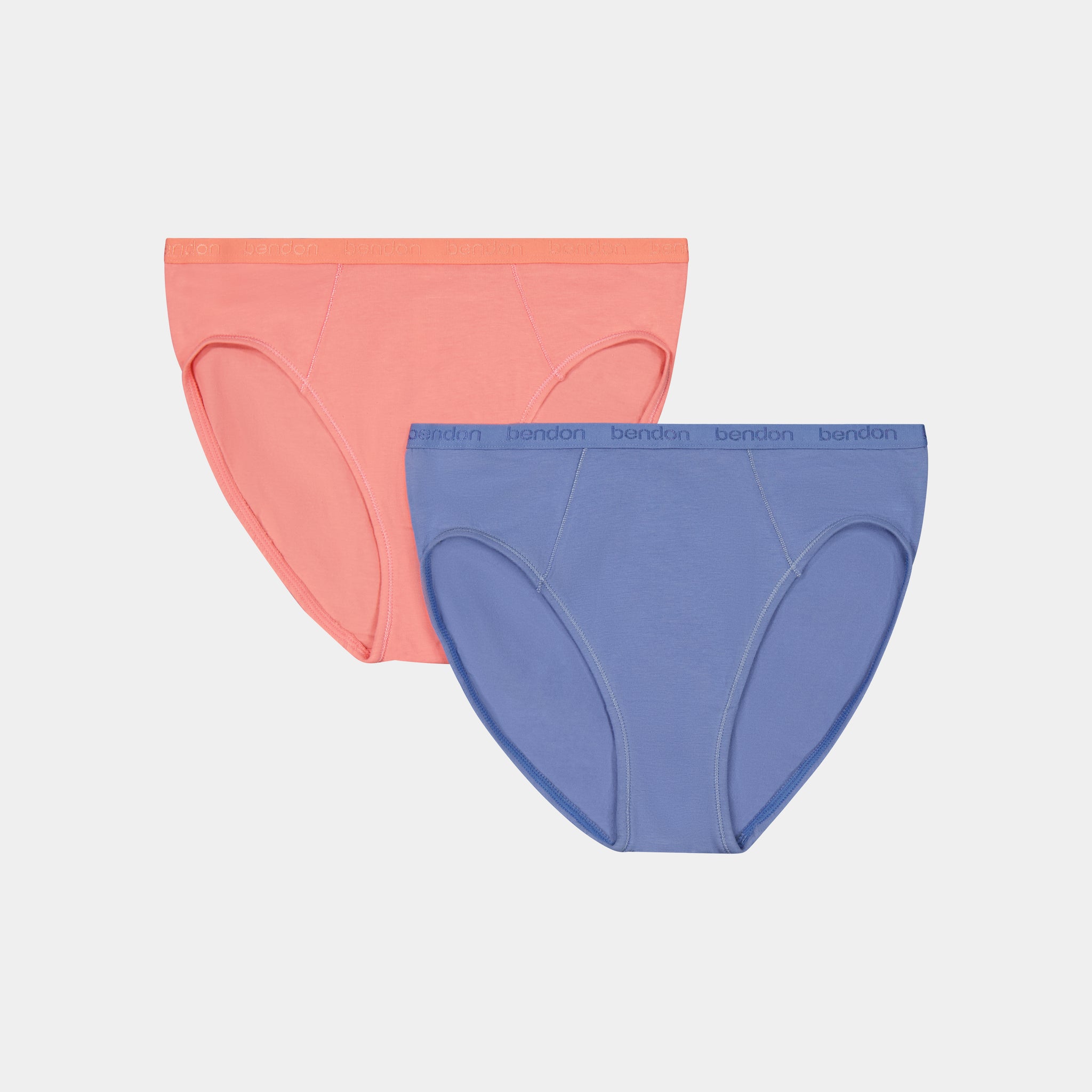 Body Cotton High Cut Brief Twin Pack in COLONY BLUE/LANTANA. Flat lay front view