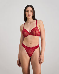 My Fit Lace Push Up Bra in JESTER RED. Feature shot