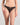 Model wears Grand Finale Thong in BLACK. On body front view