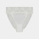 Lace Trim High Cut Brief in WHITE. Flat lay front view