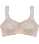Ultimate Comfort Front Closure Wire Free Front Opening Bra in PINK CHAMPAGNE. Flat lay front view