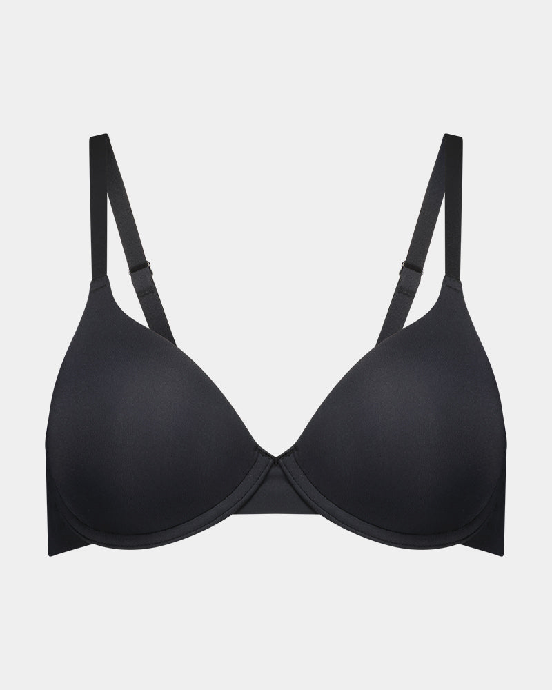 Comfit Collection Contour Bra in BLACK. Flat lay front view