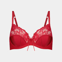 Iveta Underwire Bra in JESTER RED. Flat lay front view