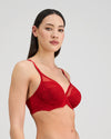 Model wears Lumiere Underwire Bra in SALSA. On body side view