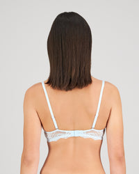 Model wears My Fit Lace Push Up Bra in OMPHALODES. On body back view