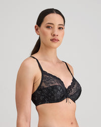 Yvette Underwire Bra in BLACK. Flat lay back view