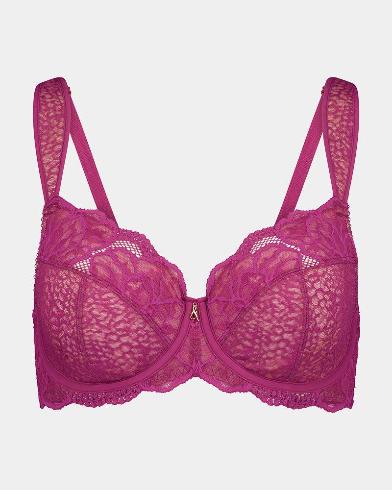 Midnight Express Underwire Bra in BEAUJOLAIS. Flat lay front view