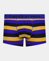 Rugby Stripe Mens Trunk in BLACK/SURF/OAK BUFF. Flat lay front view