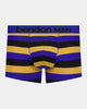 Rugby Stripe Mens Trunk in BLACK/SURF/OAK BUFF. Flat lay front view