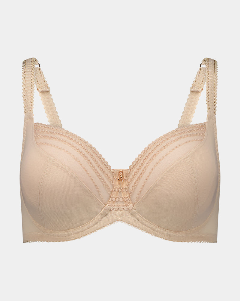 Faithful Underwire Bra in LATTE. Flat lay front view