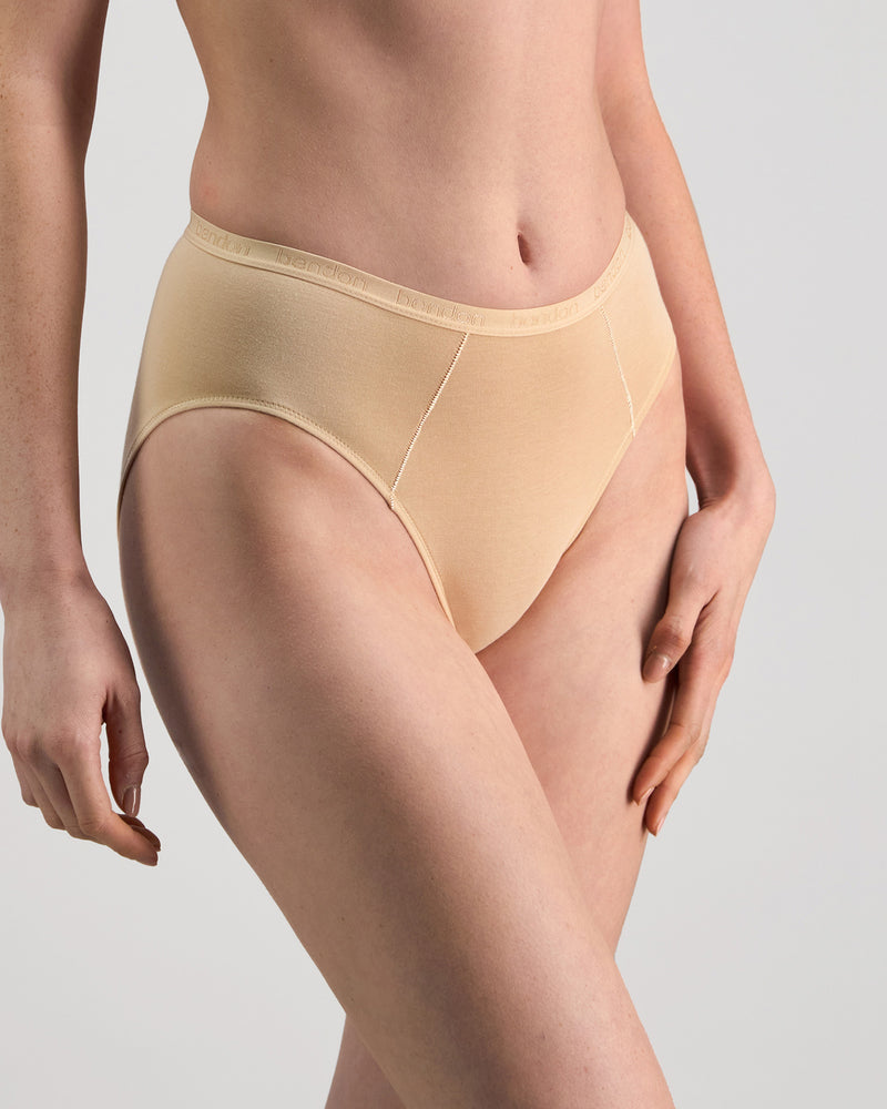 Body Cotton High Cut Brief in NATURAL. Flat lay back view