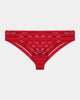 Morning Lola Thong in JESTER RED. Flat lay front view