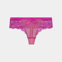 Elysia Thong in PURPLE WINE. Flat lay front view