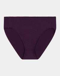 Au Naturel High Cut Brief in PLUM PERFECT. Flat lay front view