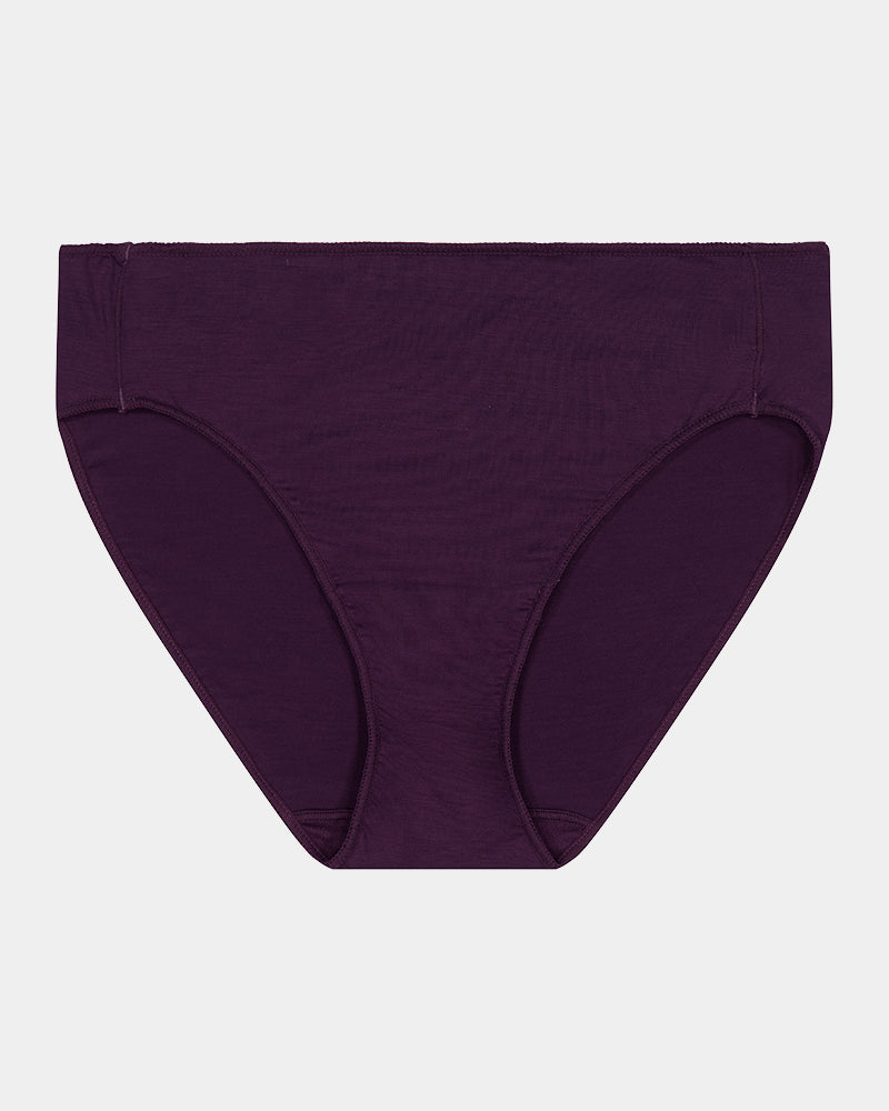Au Naturel High Cut Brief in PLUM PERFECT. Flat lay front view