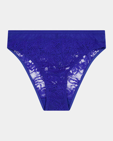 Enchantment High Cut Brief in DAZZLING BLUE. Flat lay front view