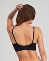 Model wears Play Contour Long Line Bra in BLACK. On body back view