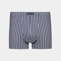 Cotton Stretch Mens Trunk in CHINA BLUE BLACK AND WHITE STR. Flat lay front view